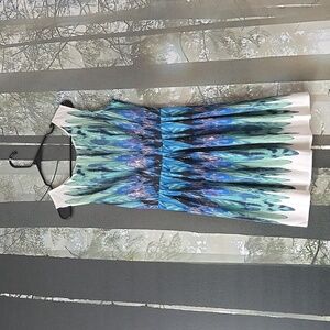 Funky Patterned Blue and Green Mini Dress